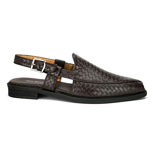 Image of San Frissco Men's Casual Mules with Leatherette Textured Design /Ethnic Jutis and Mojaris for Wedding,Occasions,Parties /Peshawari Loafers Slip-On Shoes for Men /Comfortable Fit for Everywhere