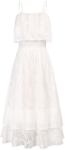 GRACE KARIN Casual Long Maxi Dress for Women Strapless Chiffon Jacquard Formal Dresses for Women Wedding Guest White M