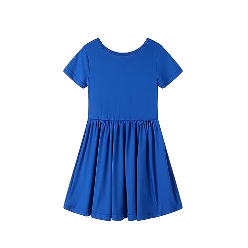 Mud Kingdom Vestido de patinadora Twirly para niñas pequeñas, para fiesta escolar, verano, línea A, de 2 a 8 años, azul, 5 años