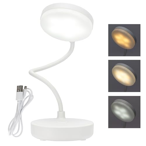 BRIGHTICO Lámpara de escritorio LED con cuerpo articulado y cable USB incluido, lámpara de mesa con botón para ajustar la temperatura de la luz LED