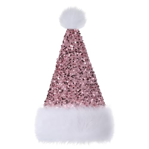 Sequin Santa Hat with White Fur Trim2
