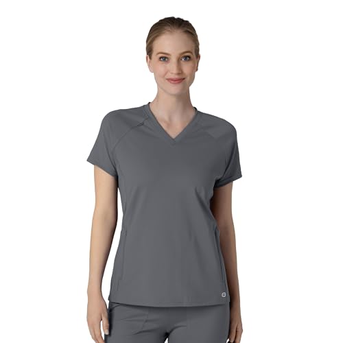 WINK Renew Women's Flex-n-Reach V-Neck Raglan Scrub Top, Pewter, M