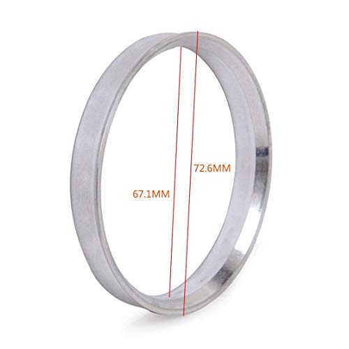 Image of ZHTEAPR 4pc Wheel Hub Centric Rings 72.6 to 67.1 - OD=72.6mm ID=67.1mm - Aluminium Alloy Wheel Hubrings 67.1 to 72.6