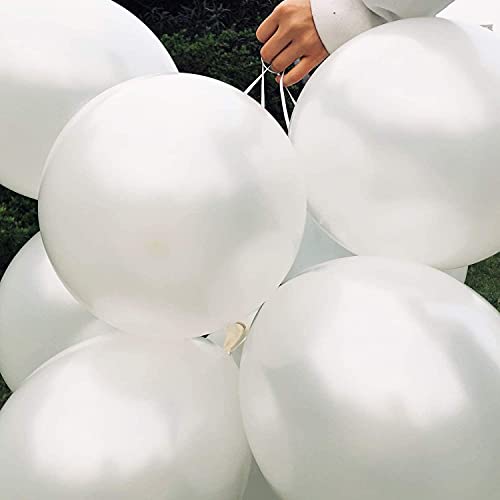 Image of Toyshine White Metallic Balloons for Party 50 pcs 12 inch Thick Latex balloons for Birthday Wedding Engagement Anniversary Festival Picnic Family Party Decorations-White