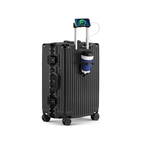 Faqy Z Carry On Luggage Zipperless Aluminum Frame Suitcase Black 20 in