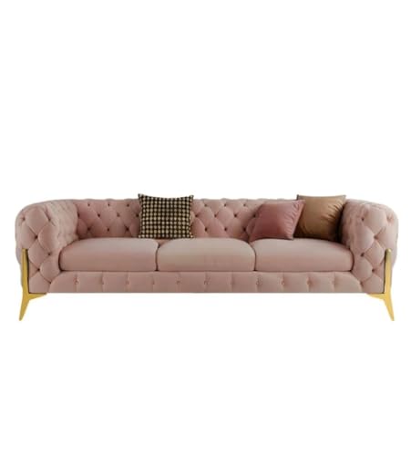 Image of Chesterfield Velvet Upholstery 3-Seater with Armchair and Footrest, Design in 3+1+Footrest Sofa for Living Room, Bedroom, Hallways (Ashrose)
