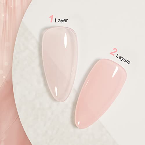 Gaoy Jelly Nude Gel Nail Polish, 16Ml Sheer Milky Pink Translucent Soak Off Gel Polish, Uv Light Cure For Nail Art Diy, Color 1643 #TOP30