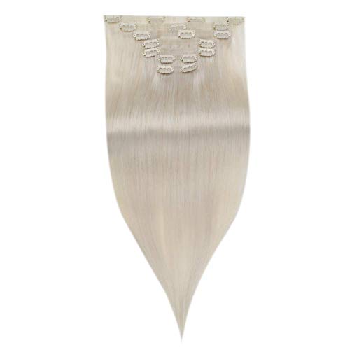 Pu Clip in Hair Extensions 18 Inch Seamless Clip Human Hair White Blonde Hair Extensions Tape Clip Hair Invisible Hair Extensions Invisible Weft Clip in Real Hair 7Pcs 80g