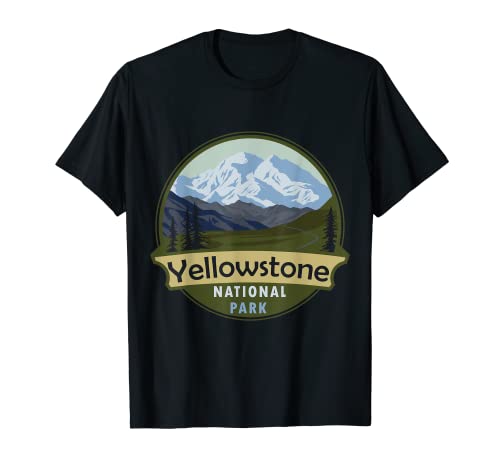 Cool Vintage Retro Yellowstone National Park Mountain Senderismo Camiseta