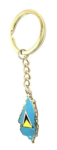 SNS Components Porte-clés en métal émaillé avec drapeau de la Sainte Lucie Caraïbes, multicolore, taille unique