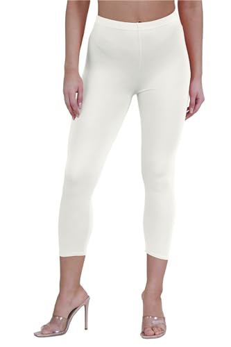 Leggings para yoga capri 3/4 slim fit crema de mujer en talla grande 24-26