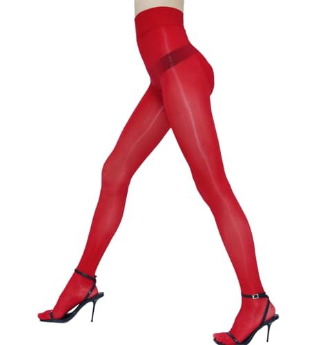 Image of Women's Oil Shiny Pantyhose High Waist Sheer Shimmer Tights Control Top Glossy Pantyhose for Women