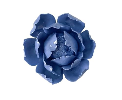 Image of Peony Flower Bud,Royal Blue, 3.94 inch,Ceramic Flower Wall Art Decor, Artificial Flower Wall Sculpture,Handmade Ceramic Flowers for Home,Hallway,Living Room, Kitchen,Bathroom