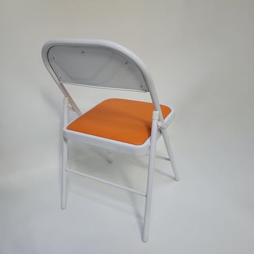 Xiaooooyez Metal Furniture Folding Metal Chair with Backrest, Orange Padded Seat, Portable Space Saver, Suitable for Home, Office and Events - Image 6