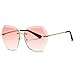 AEVOGUE Sunglasses For Women Oversized Rimless Diamond Cutting Lens Sun Glasses AE0534 (Gold&Pink)