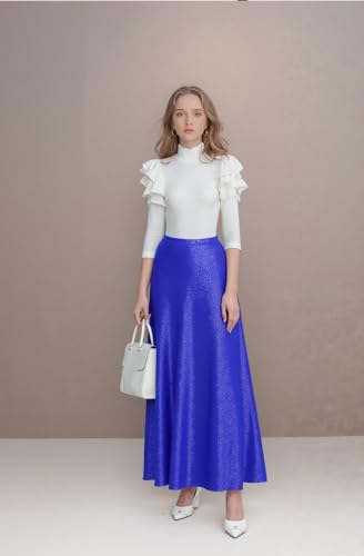 Women's Long Bridesmaid Party Skirt A-Line Floor Length Sequin Skirts2