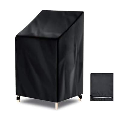 Uranshin Outdoor Stackable Chair Covers, Outdoor Patio Furniture Covers waterproof, Lawn Stacked Chairs Lounge Chairs Cover for 4-6 Stacking Chairs for All Weather Protection, 1PC