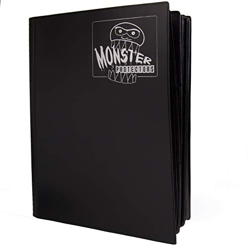 Monster Mega XL 9 Pocket Trading Card Binder- Twice as Thick As Original Monster Album w 40 pages- Easily Holds Over 700 Cards - Matte Black- Compatible with YuGiOh, Pokémon, MTG Magic The Gathering