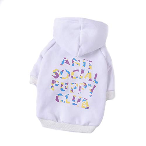 Mummumi Pet Clothes, Dogs Winter Hoodies Sweatshirt Warm Cotton Dog Sweater Soft Costume for Puppy Small Dogs (M-White)