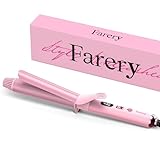 FARERY Long Barrel Curling Iron 1 1/4 inch, 1.25 Inch Curling Iron for Thin Hair, Infused Argan Oil & Keratin, 11 Adjustable Temp, Include Clips & Silicone Pad, Pink