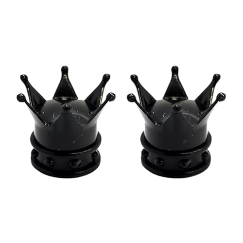 cyclingcolors 2 x Tapas de Válvula Corona Rey Reina Plástico para Válvulas Schrader Neumáticos Bicicleta Motocicleta Coche Quad E-Scooter, Negro