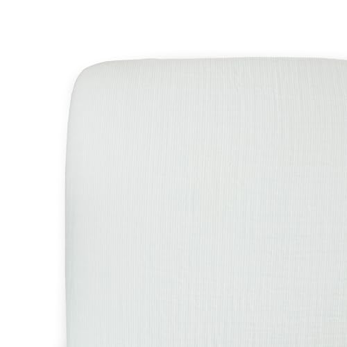 Image of Little Unicorn Premium Crib Sheet | Breathable & Super-Soft Muslin Fabric (Pale Pinstripe)