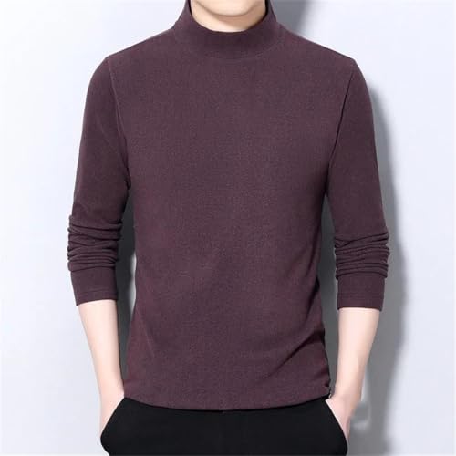 Men's Solid Color Half High Collar Long Sleeve Sweater Pullovers Tops4