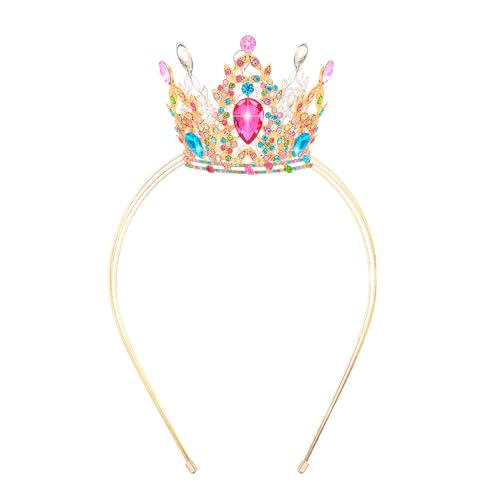 VELSCRUN Rainbow Crystal Tiara Headband Crowns for Women Princess Girls Tiaras Royal Queen Crown Princess Quinceanera Headpieces for Birthday Prom Bride Wedding Pageant Party Hair Band