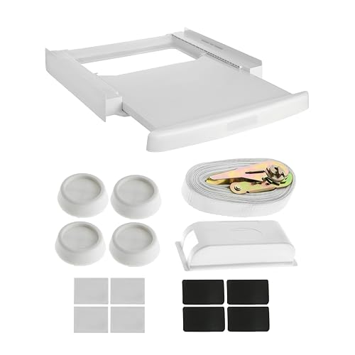 Qpro Washing Machine & Tumble Dryer Universal Stacking Shelf Kit 60x60cm + Anti Vibration Feet