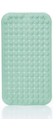Image of Dribble Anti-Slip PVC Bath Mat with Suction Cups & Drainage Holes | Waterproof Shower Mat for Bathroom, Bathtub & Wet Areas | Soft Massage Surface, Quick Dry, Washable Bath Mat (70 X 38 cm) Green