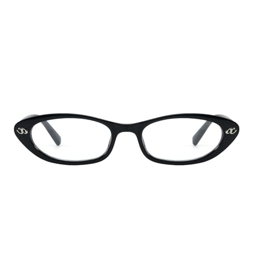 DreamCalf Cat Eye Office-Siren Fake Glasses Small Bayonetta Y2K Blue Light Glasses with Non-Prescription Lenses for Womens