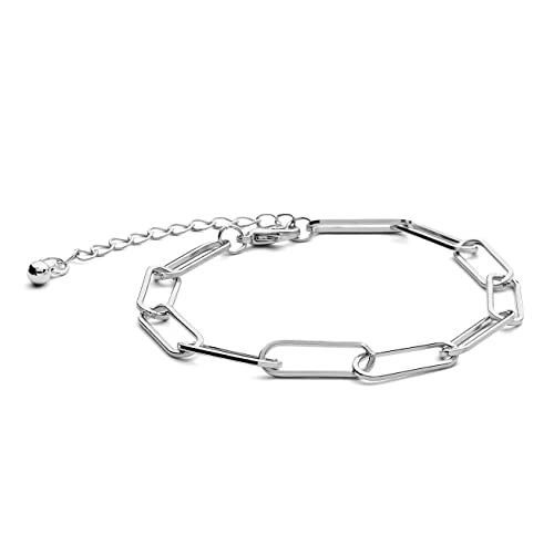 Image of 14K Gold and Silver Plated Layered Bracelet Sets, 6 Pieces, Adjustable Layered Link Bracelets Sets, Stainless Steel, no gemstone