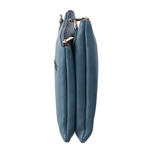 Image of Mochi Blue Faux Leather Premium Zipper Casual Sling Bag For Women (66-7211)
