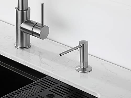 Aguastella Asf026Bn Built In Soap Dispenser For Kitchen Sink Brushed Nickel With Soap Bottle Countertop Pump #TOP2