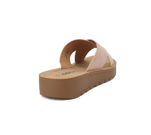 Image of Soda LUCY ~ Women Open Toe Flatform Platform Crisscross Band Upper Fashion Slide Sandals