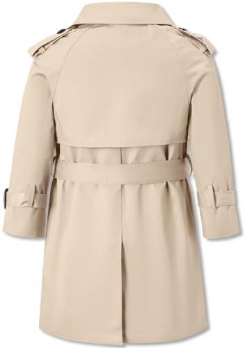 Image of Betusline Boys Waterproof Trench Coat Double Breasted Classic Belted Outwear Jacket Dress Coats