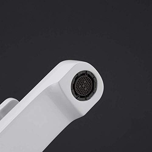 Robinet mitigeur de lavabo cascade blanc laqué avec support rangement monté sur pont