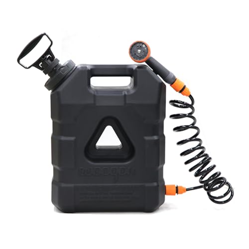 NCFAUTO 5.5 Gallon Portable Water Tank with Pump and 8 Modes Sprayer, Emergency Water Container for Camping Shower Off Road Shower Outdoor Hiking Picnic, Black