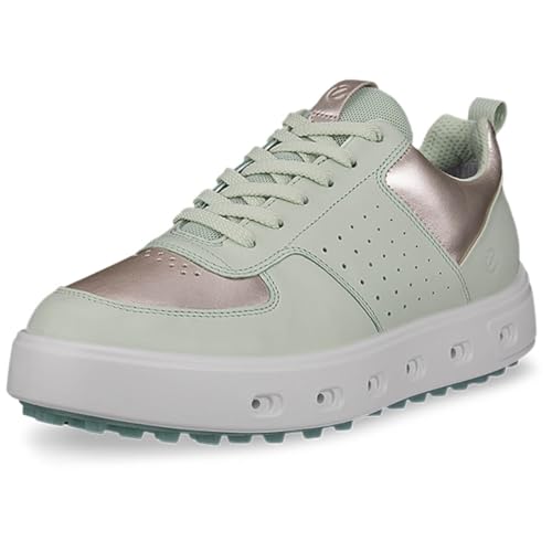 ECCO Street 720 2025 - Zapatos de golf híbridos impermeables de piel para mujer, Matcha metálico dorado, 39 EU