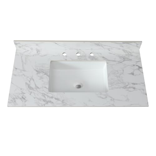 Montary 43'x 22' Bathroom Vanity Top with Undermounted Large Ceramic Sink & Backsplash, Sintered...