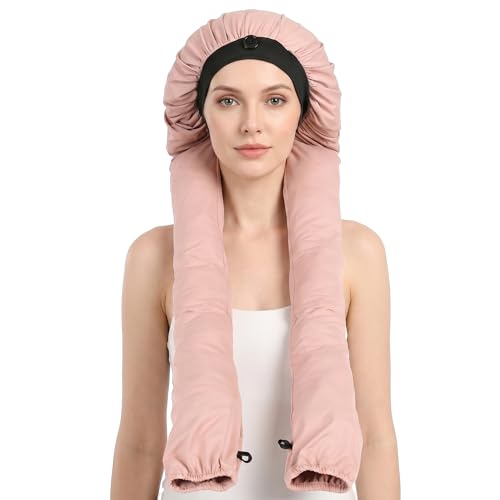 Ptrin Long Hair Bonnets for Sleeping Braid Bonnet Long Hair for Women 2 in 1 Hair & Braids Protection Soft Breathable and Smoothy(Pink 1pcs)