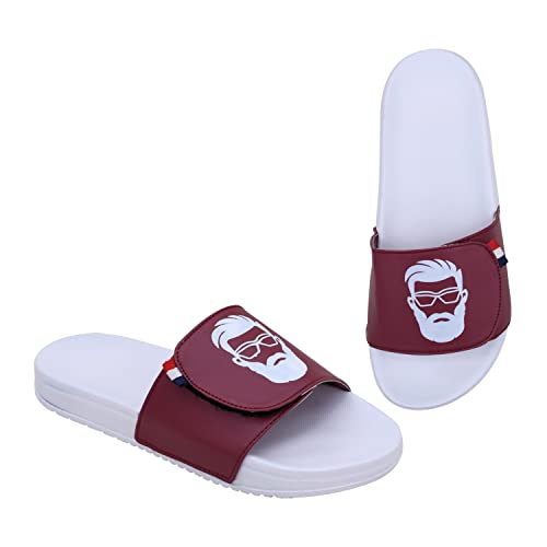 Image of PERY-PAO Mens Comfort Sliders Grey, Sky Blue, Black, White, peach, Neon Green, Olive Green Boys Flip-Flops