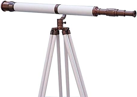 Antique Nautical Brass 39 Inch Floor Standing Telescope with Wooden Tripod Stand Gift Item
