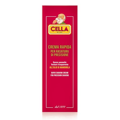 Image of CELLA MILANO, Brushless Fast Shaving Cream for Precision Shaving, Transparent, Delivers for a Smooth Shave, Great for Prrecision Edging of Beards, Sideburns and Moustaches, 5.2 oz, Made in Italy