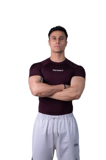 coitonic Men's Half Sleeve Compression T-Shirt - Athletic Base Layer for Gym, Sports & Fitness Training-picture-28