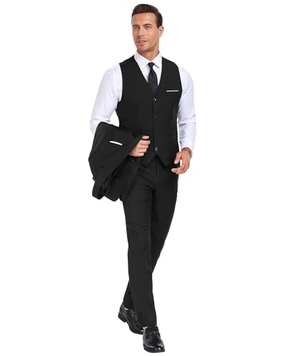 Men's Suits Big and Tall 3 Piece Suit for Men Two Button Solid Tuxedo Wedding Prom Jacket Blazer Vest Pants Set3