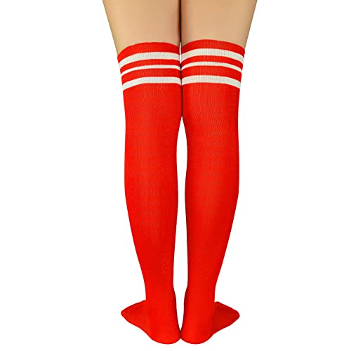 Image of Zando Womens Stripes Thigh High Socks Thigh Highs Casual Knee High Stockings