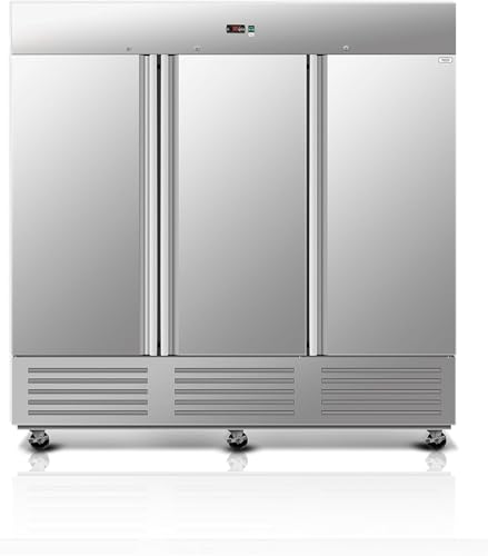 Image of 81 inch W Commercial Freezer, ETL Certified 72.6 Cu.ft Stainless Steel Reach-in Upright Freezer,Auto Defrost,Fan Cooling,Digital Temperature Control (-10F - 10F) Used to Restaurant,Bar,Shop
