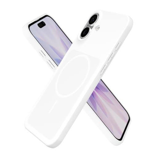 Coque iPhone 17 magnétique oakxco en gel souple blanc pour éviter les traces et chutes