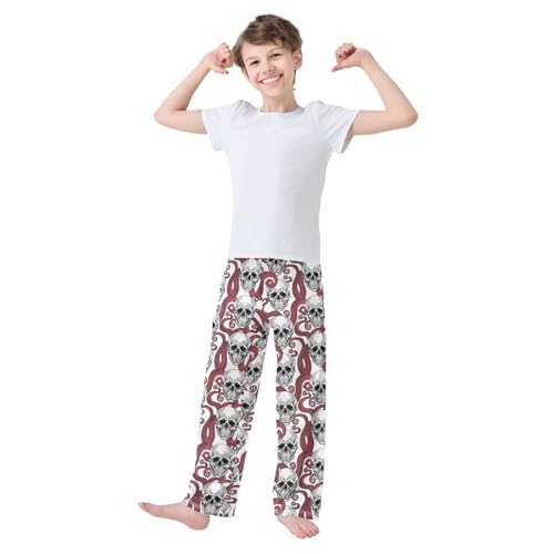 ZZXXB Octopus Skull Boys Long Pants Soft Trousers Elastic Waist Kids Lounge Bottoms with Pockets S-XL2